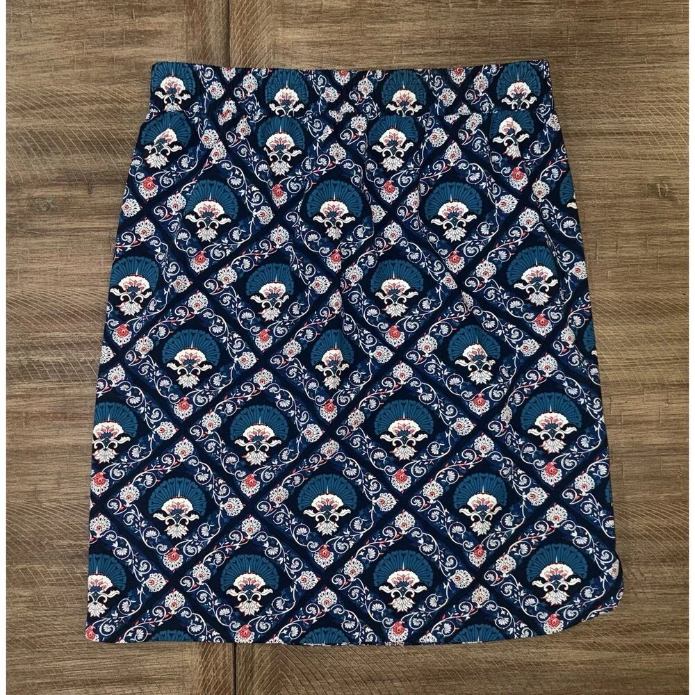 Ann Taylor Loft Blue Multicolor Printed Skirt W/ Pockets Women’s Size Medium M